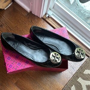 Tory Burch Black Leather Ballet Flats